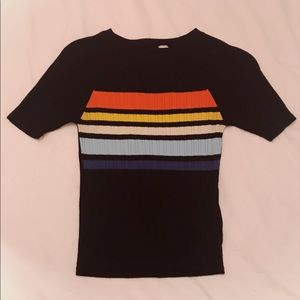 Black 5 color striped shirt